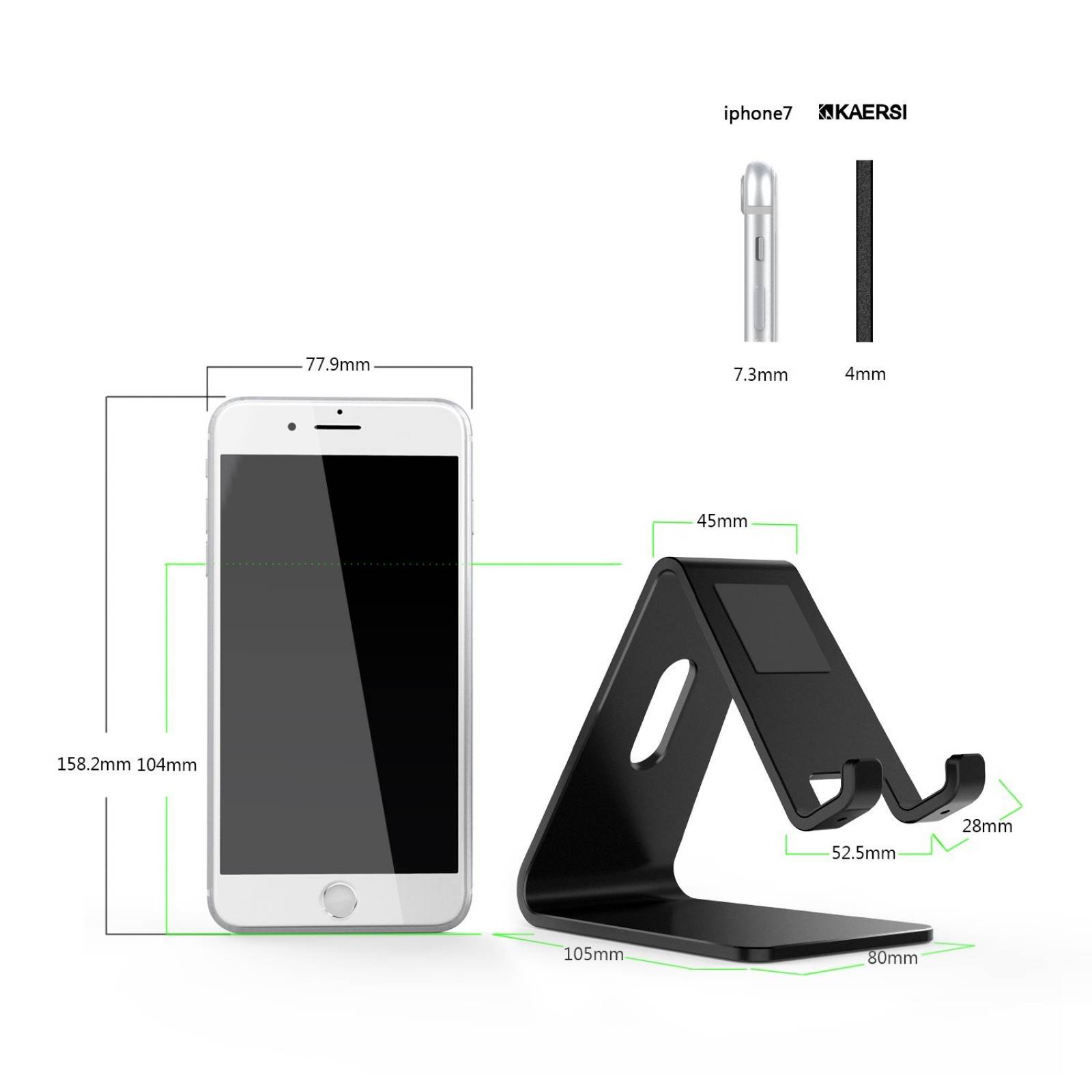 B:Soporte escritorio teléfono celular, portátil alumini -Negro