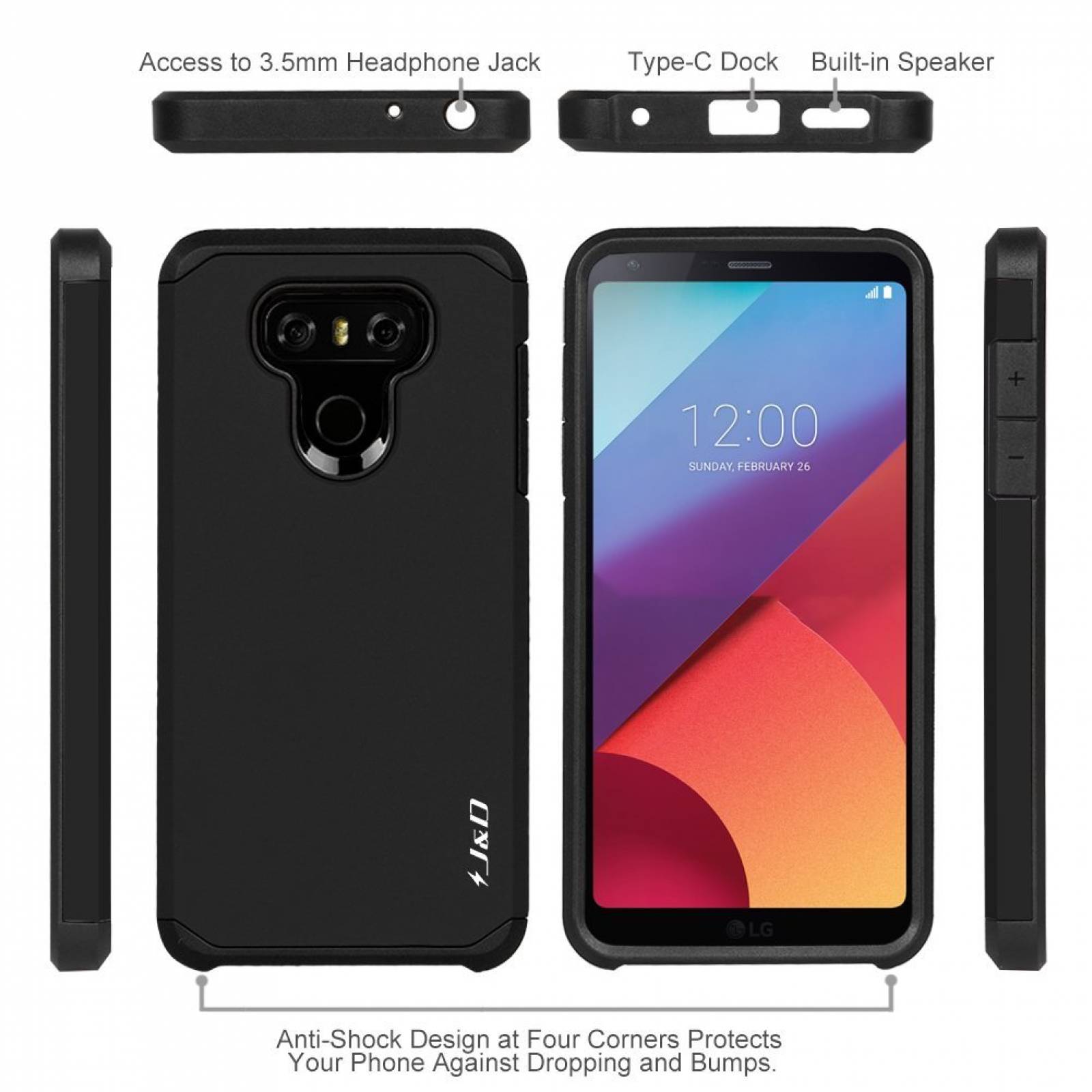Funda Jd Para Lg G6/lg G6 Plus Doble Capa Anticaídas -negro
