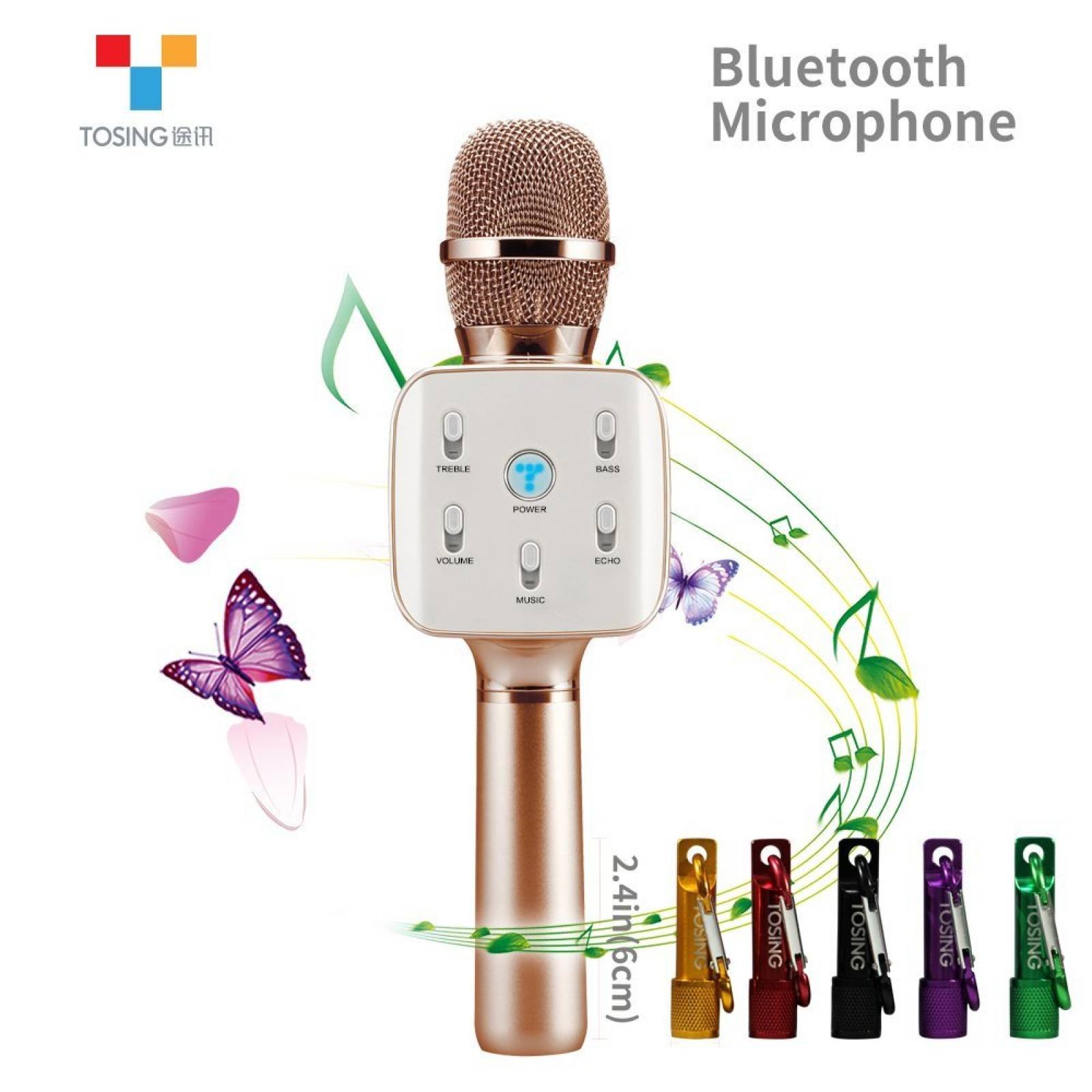 TOSING Q7S Wireless Karaoke micrófono Bluetooth alta -Dorado