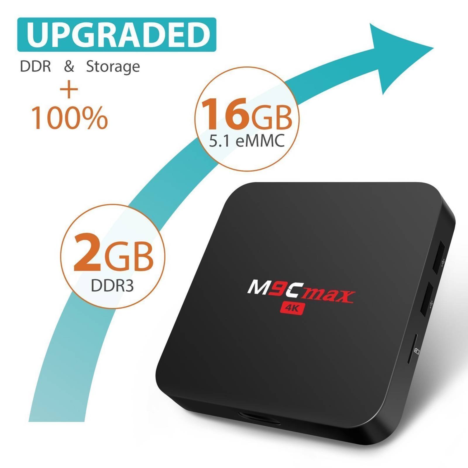 QacQoc M9C max Android 6.0 malvavisco TV caja nueva Amlogic