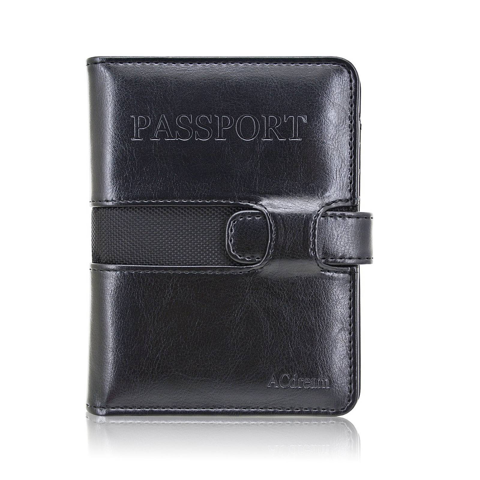 Porta pasaporte RFID bloqueo, ACdream Premium protecc -Negro