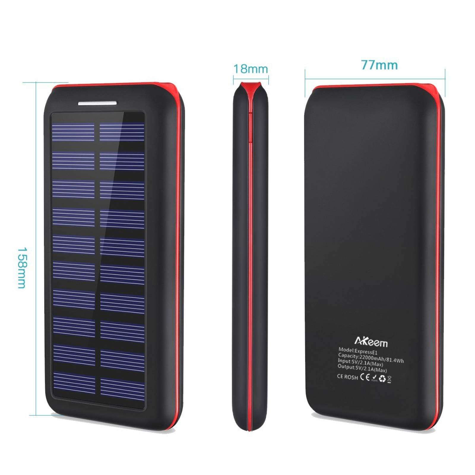 Banco de baterías Pack AKEEM cargador portátil 22000mAh exte