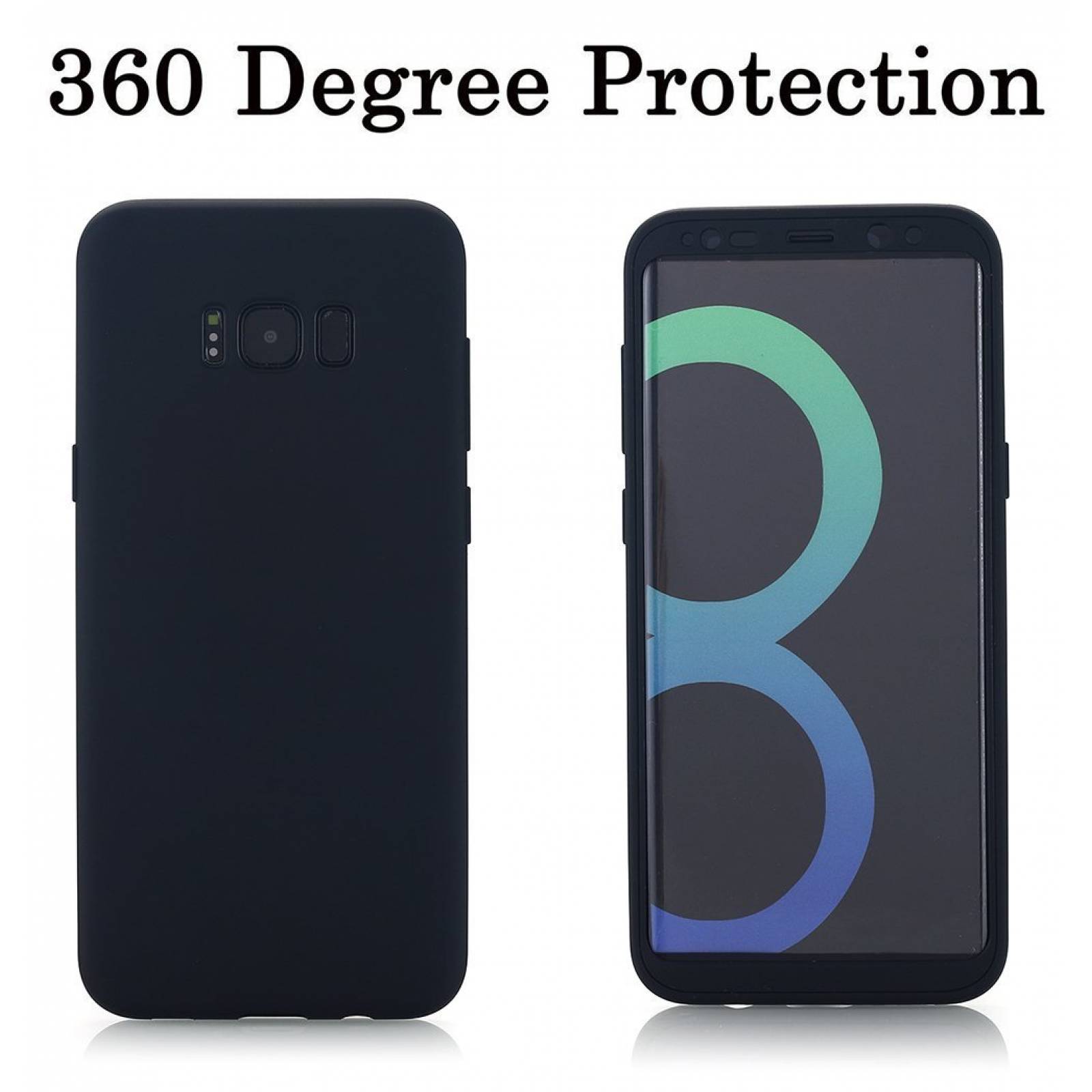 S8 Galaxy Plus funda 360 grados versátil cuerpo compl -Negro