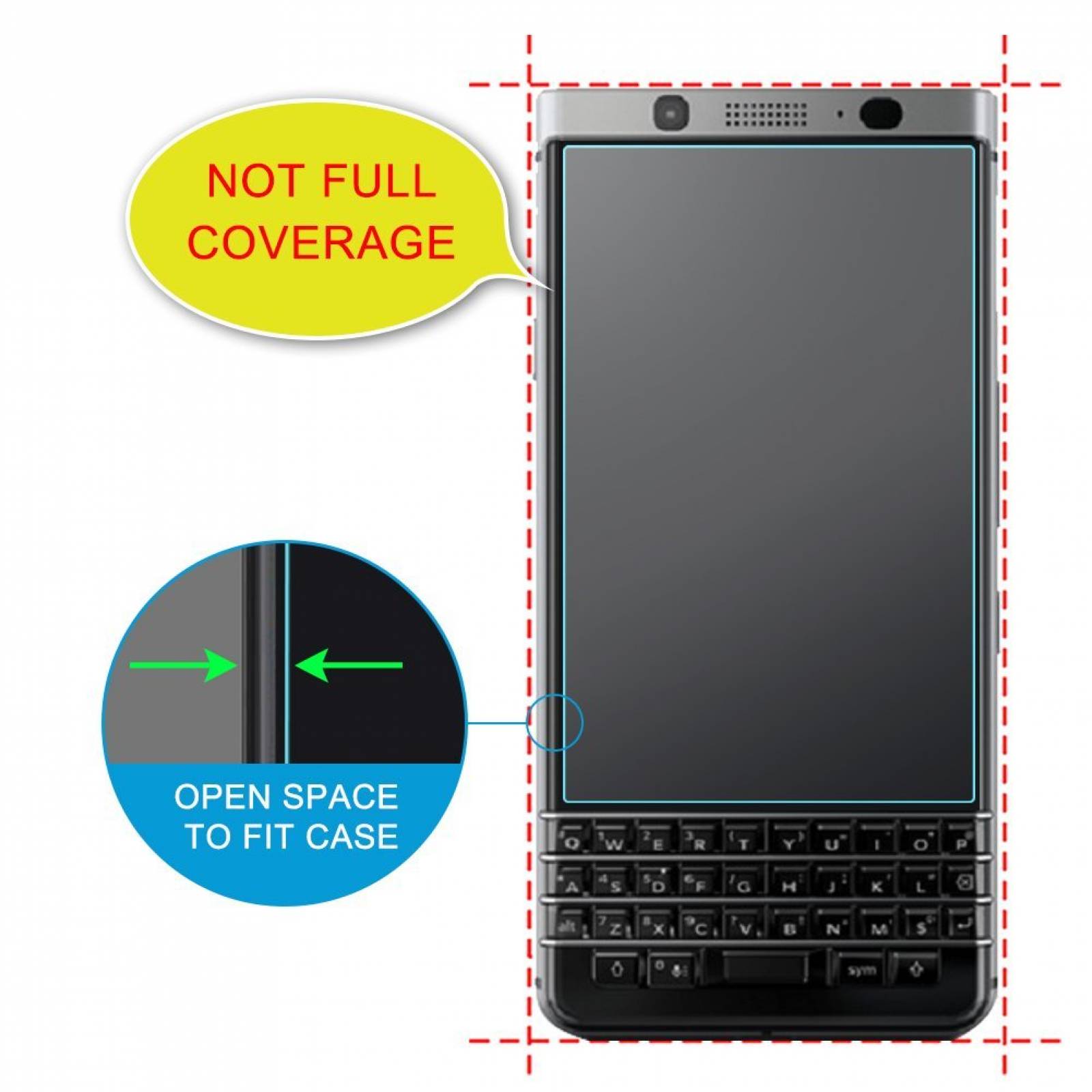 8 paquete BlackBerry KEYone Protector pantalla J & D  -Negro