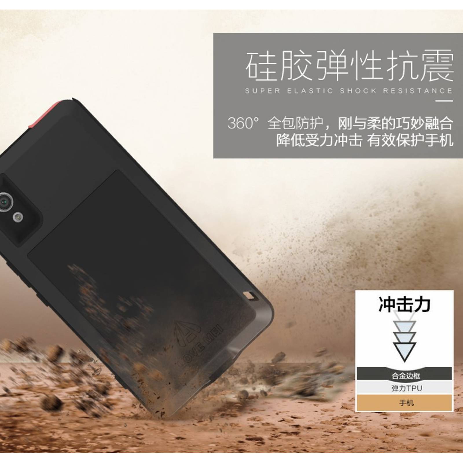 HTC U11 fundaMangix amor Mei Water aluminio prueba go -Negro