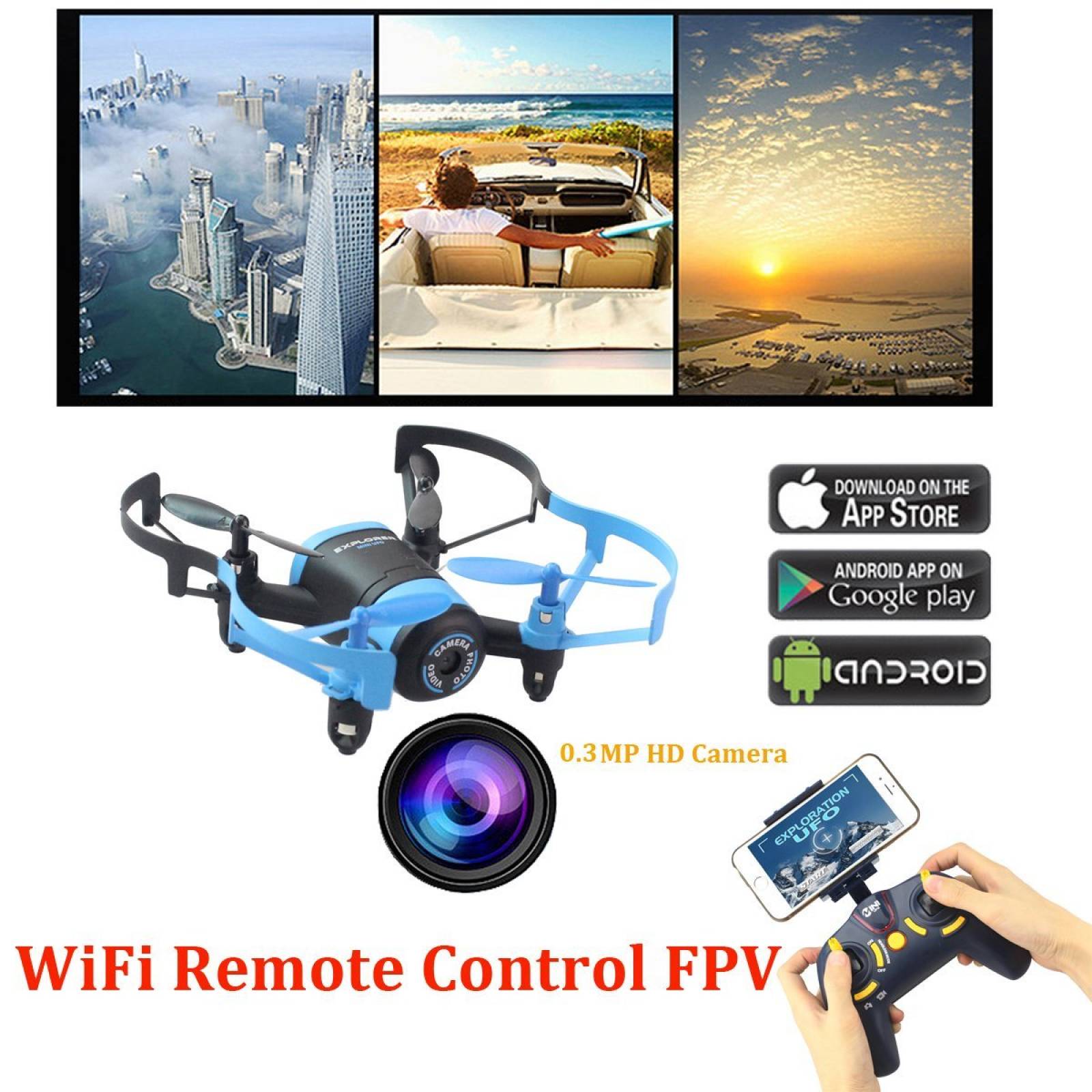 Drone Control Remoto Fistone 2.4g Built-in 6-axis -azul