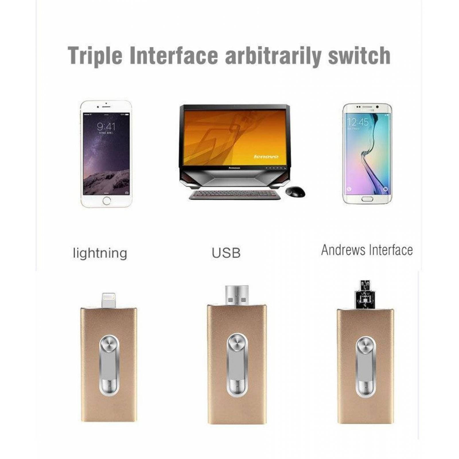 Memoria Externa Lightning Wandera 2en1 Usb Ios 128gb -oro
