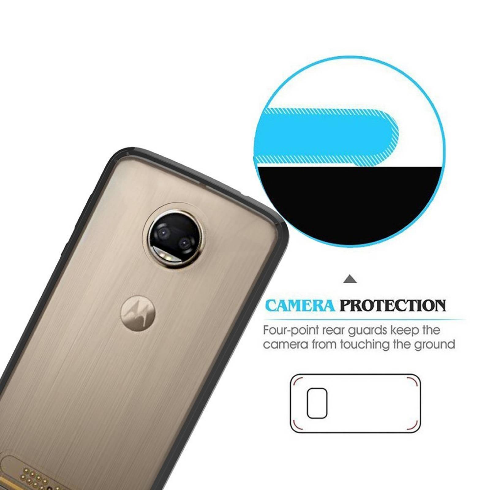 Moto Z2 fuerza funda Moto Z2 fuerza edición Dretal fu -Negro