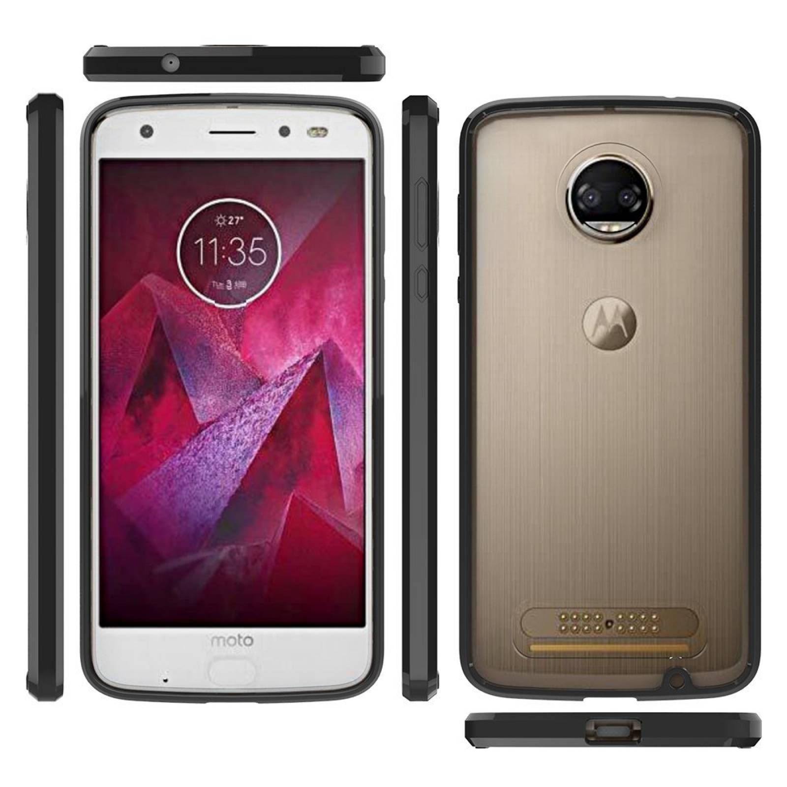 Moto Z2 fuerza funda Moto Z2 fuerza edición Dretal fu -Negro