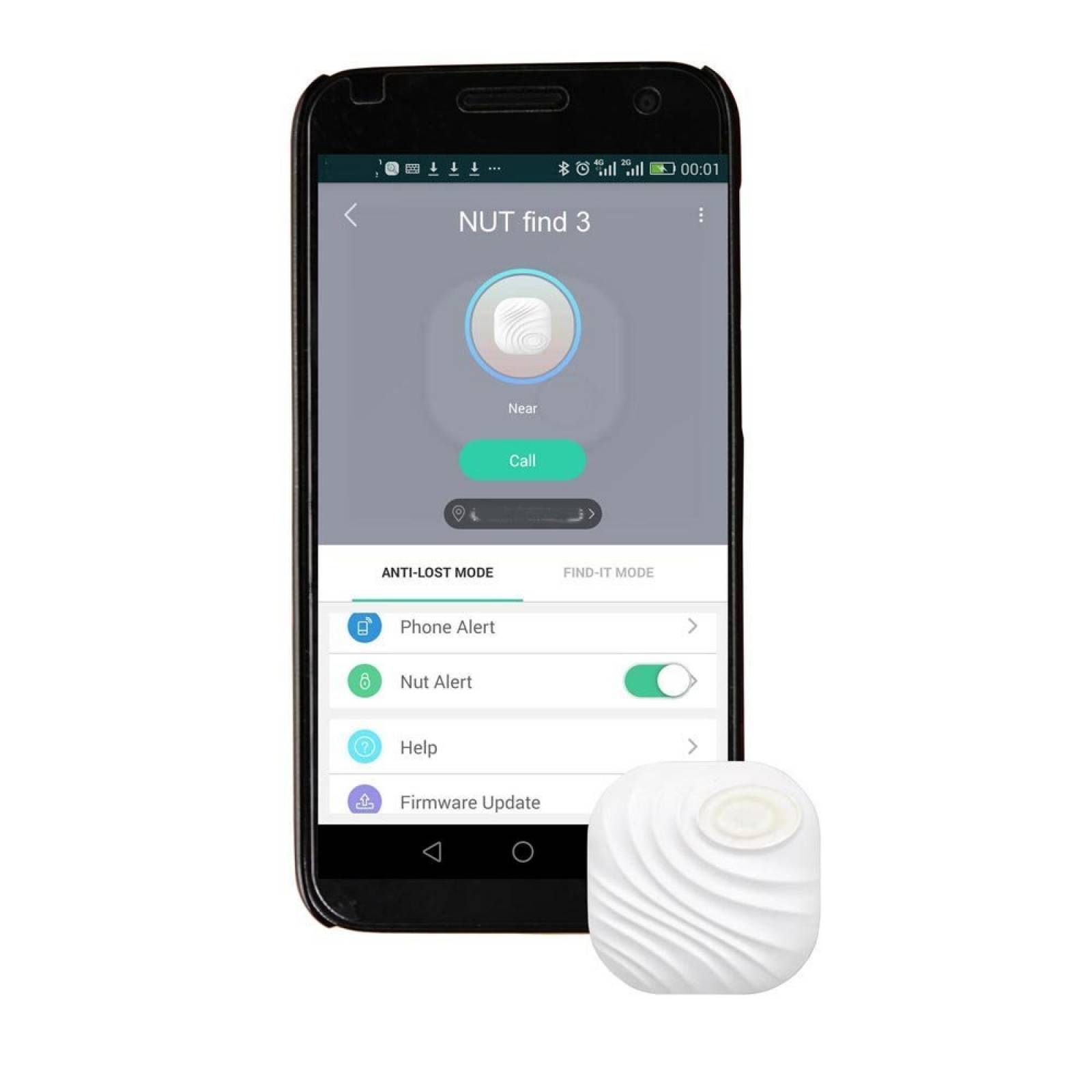 Tuerca Key Finder encuentra 3 Bluetooth 4.0 GPS Trac -Blanco