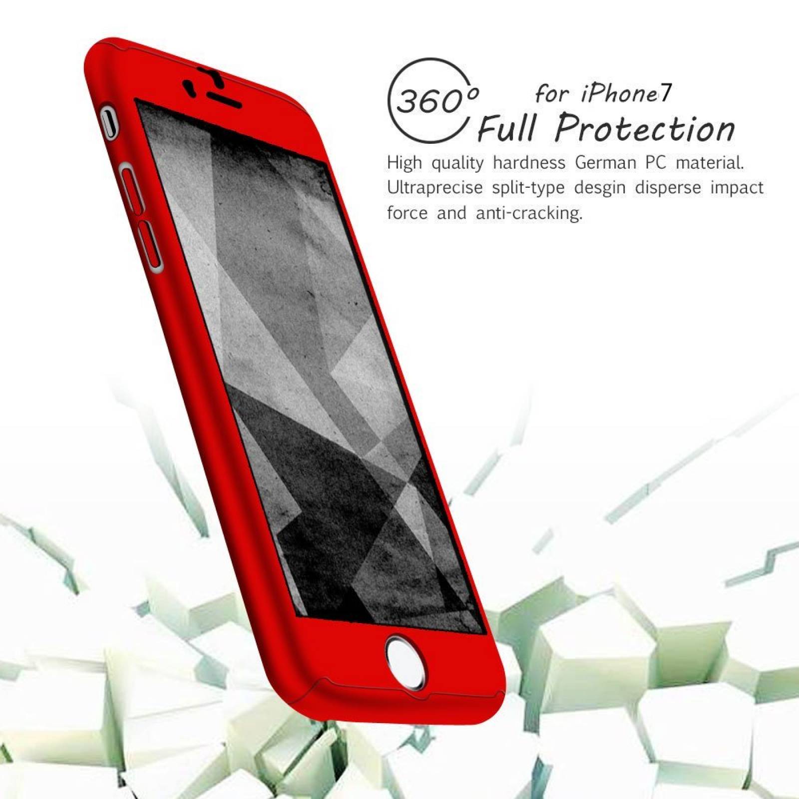 Funda Jorty Para Iphone 7 Plus Protección 360 -rojo