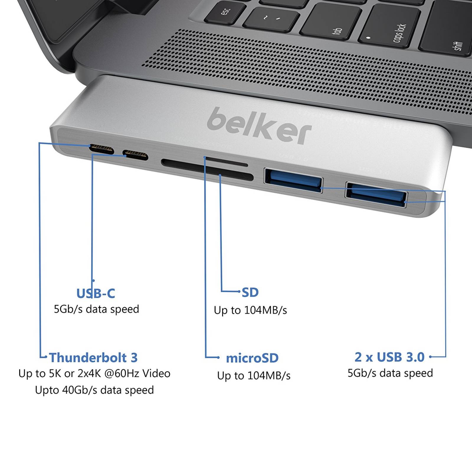 Rayo 3 USB-C centro /Belker MacBook Pro tech 6 1 hiperimpuls