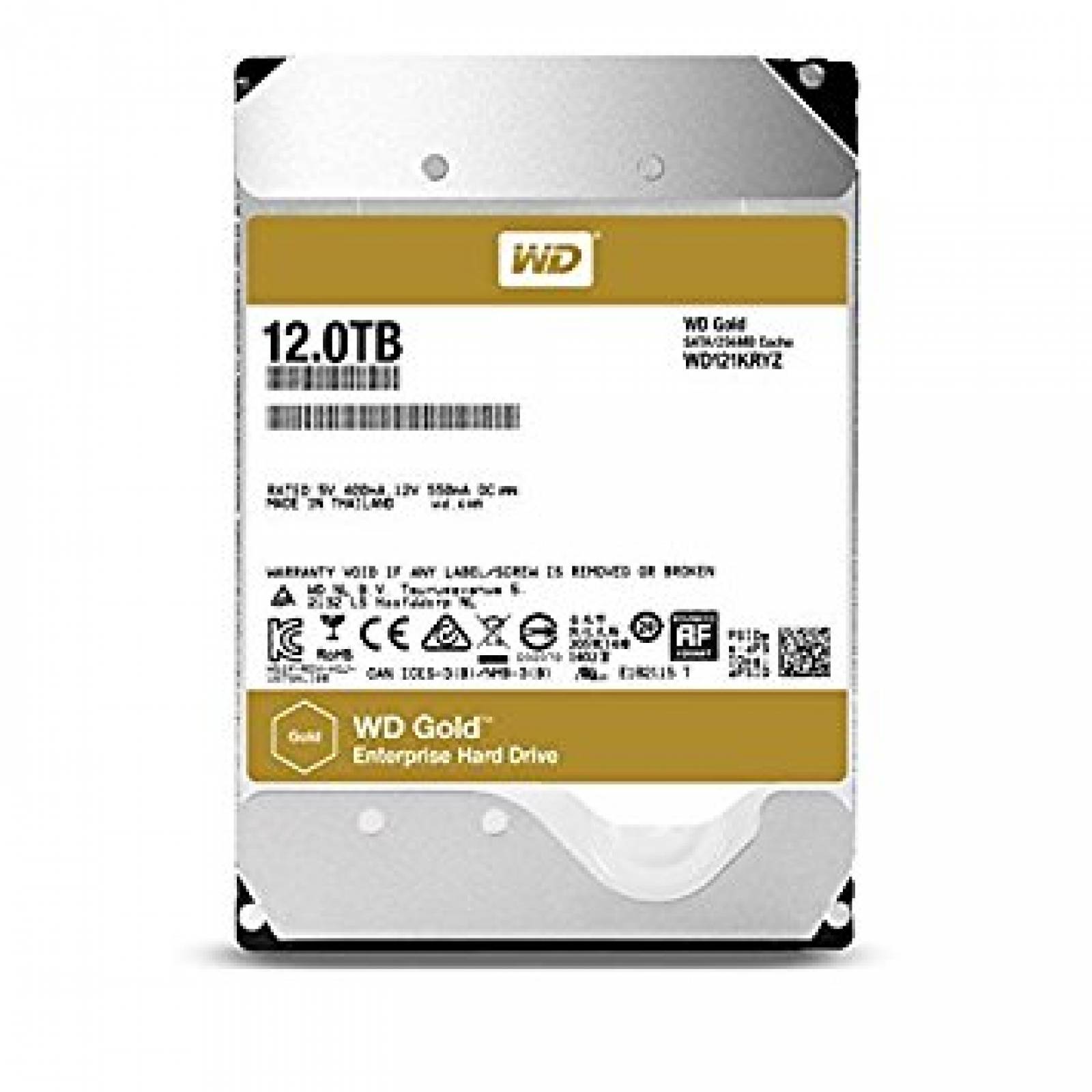 Disco Duro Wd Gold 3.5 12tb 7200dpi Sata 6gb/s 256mb