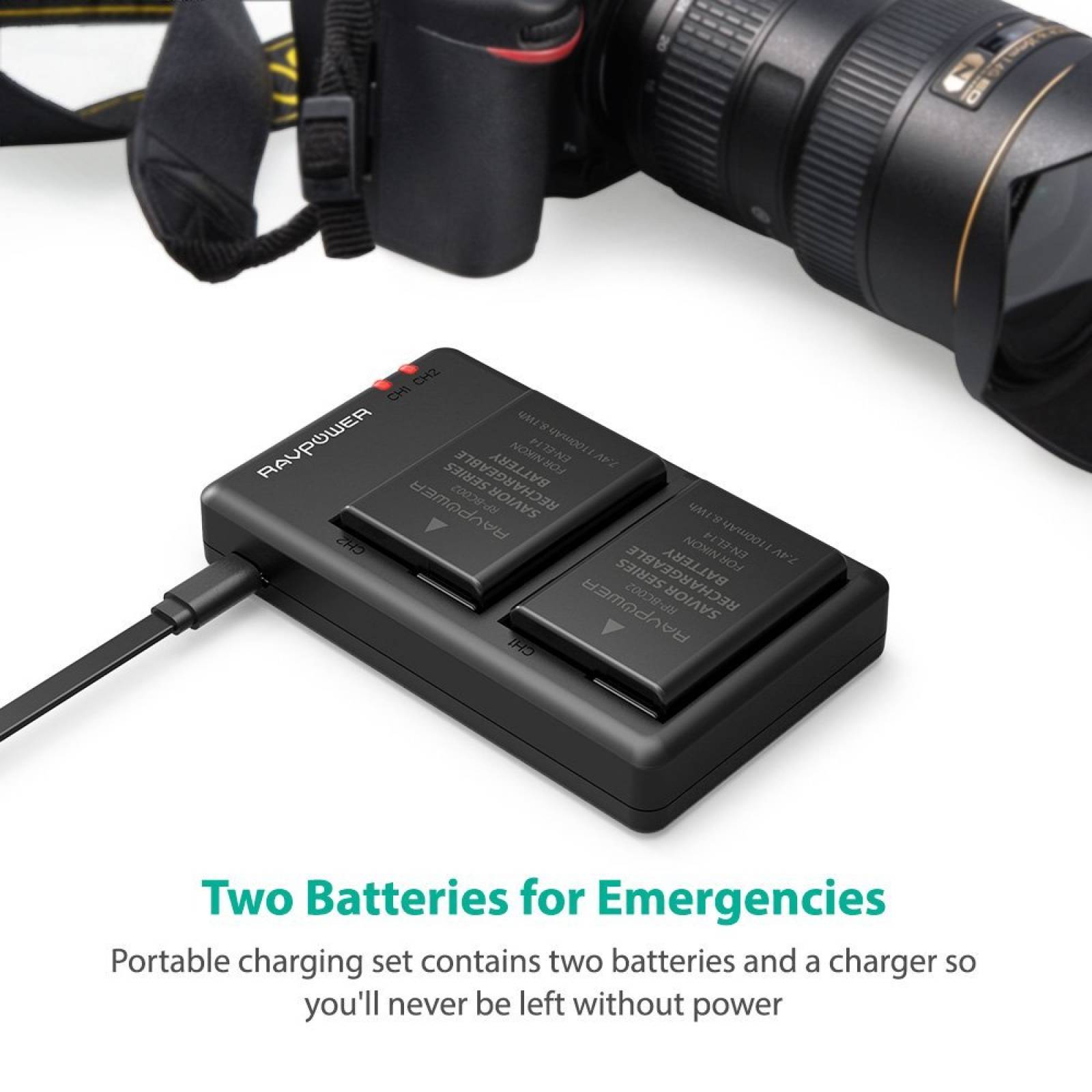 Baterías Recargables Ravpower Para Nikon D3100 D3200 D3300