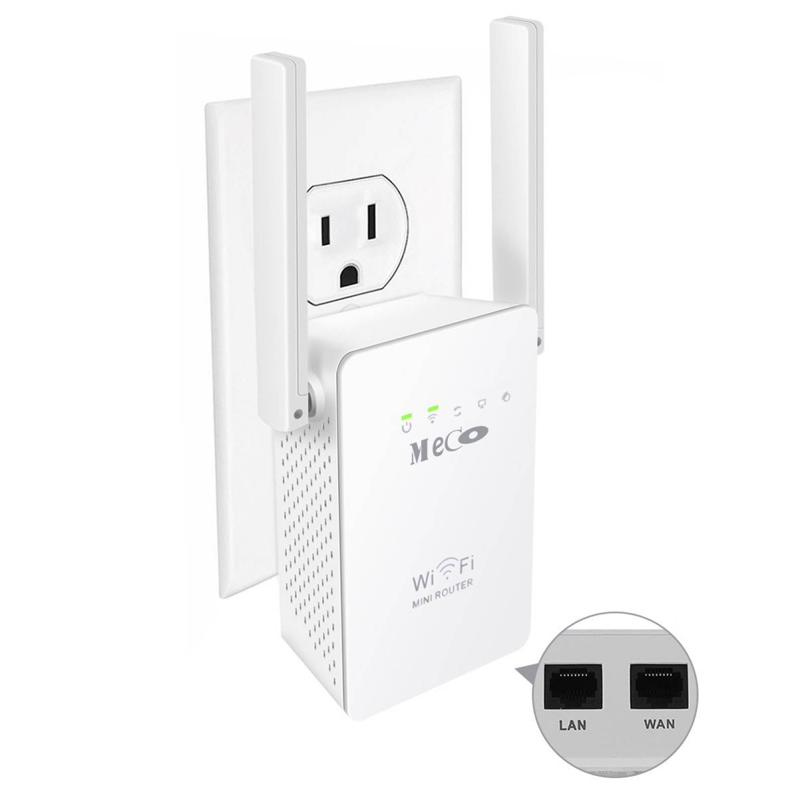 Repetidor De Wifi Meco N300 Mini Router Amplia Hasta 300mbps