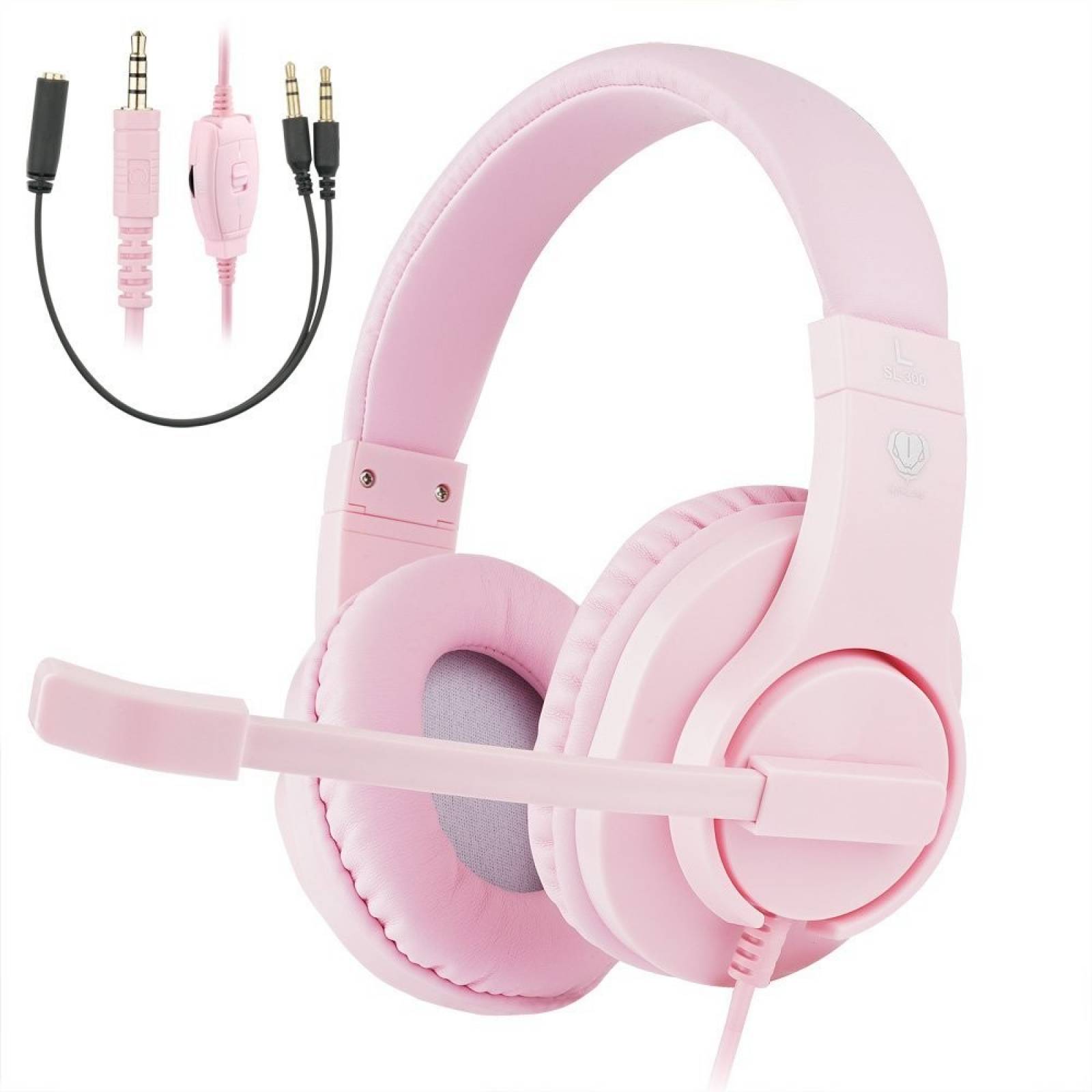 auriculares rosas con microfono