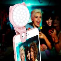 Lampara Cámara Luz Clip Selfie 32 Led 9 Luces 3Efectos -Rosa