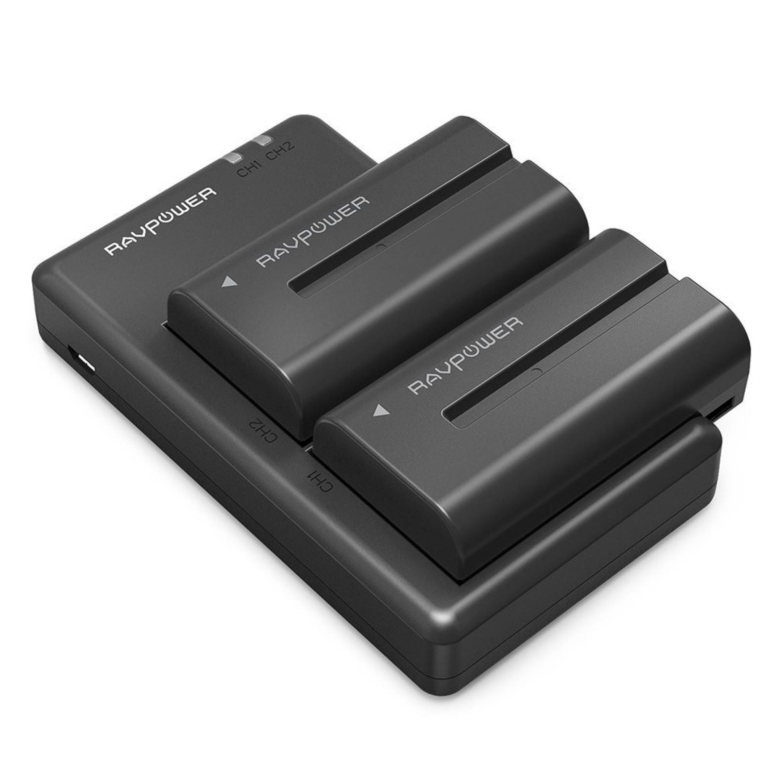 2 Batería Para Ravpower Sony Np-f550 Cargador Doble Microusb