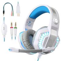Diadema Gamer Bluefire Estereo Mic Led Pc Xbox Ps5 -Blanco