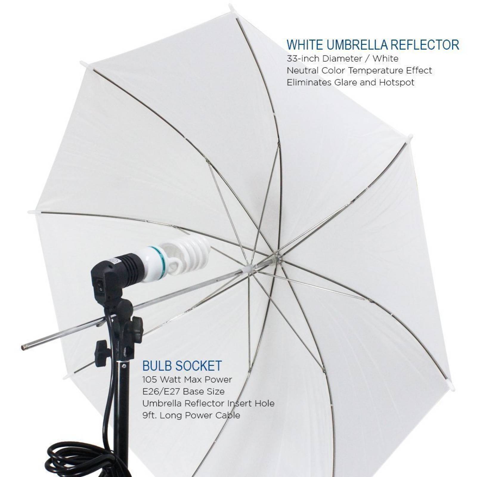 Sombrilla Limostudio Kit De Luz Triple 800 W, 2 Paraguas