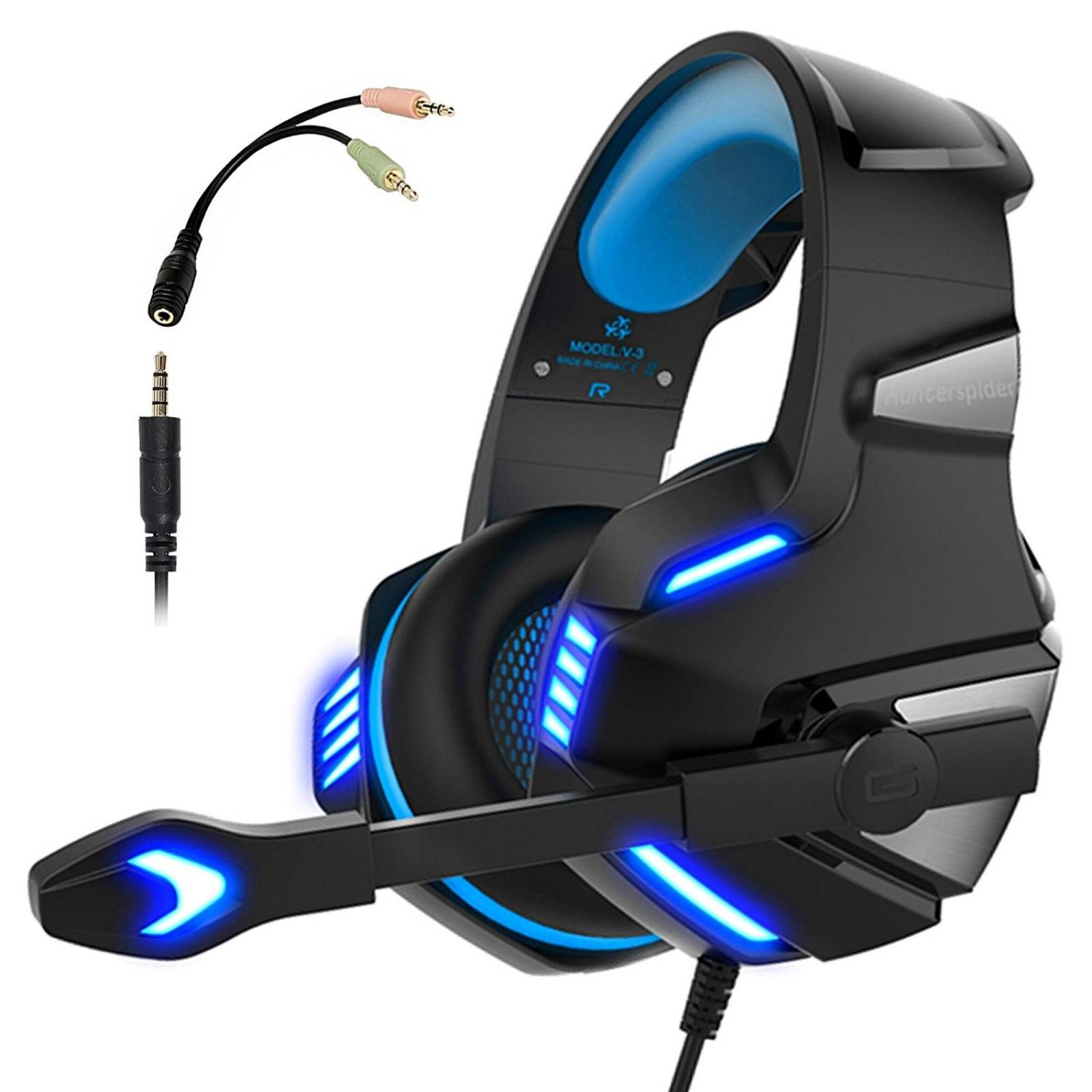 Auriculares Gaming Hunterspider Reduce Ruido/luzled -azul