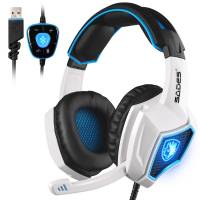 Diadema Gamer Sades Spirit Wolf 7.1 Surround Usb Mic -Blanco