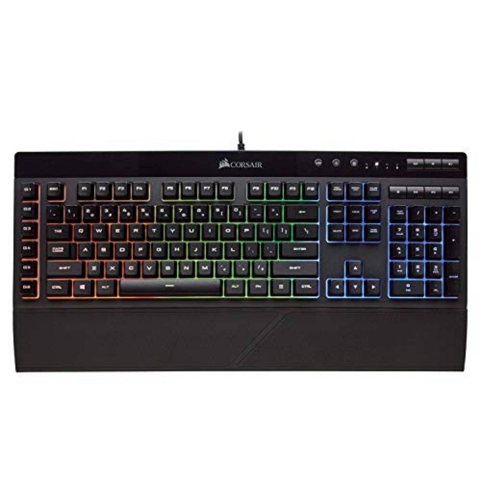 Teclado Gamer Corsair K55 RGB Silencioso LED Graba Macros