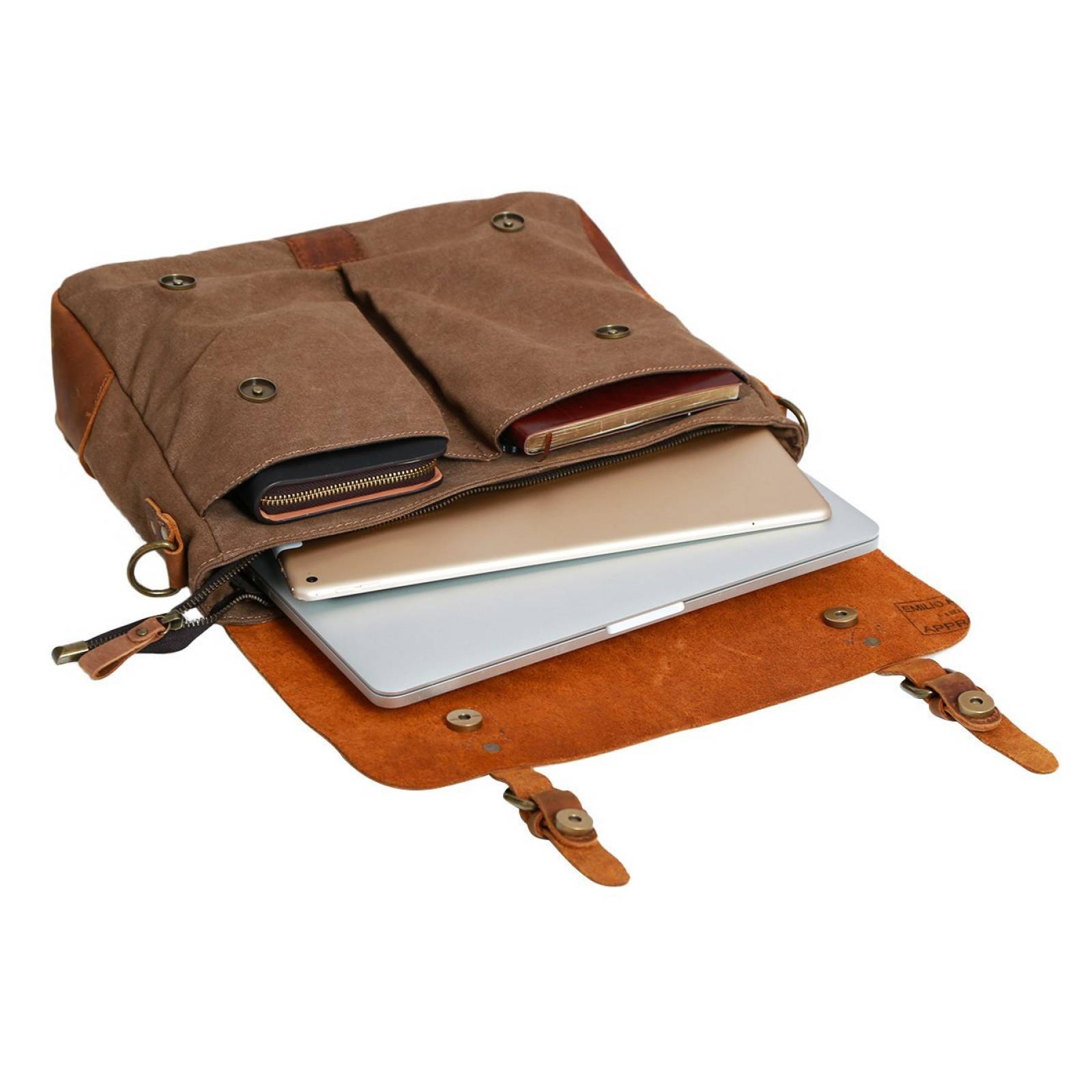 Bolso Mensajero Wowbox Vintage Laptop 13 Pulg Cuero -café