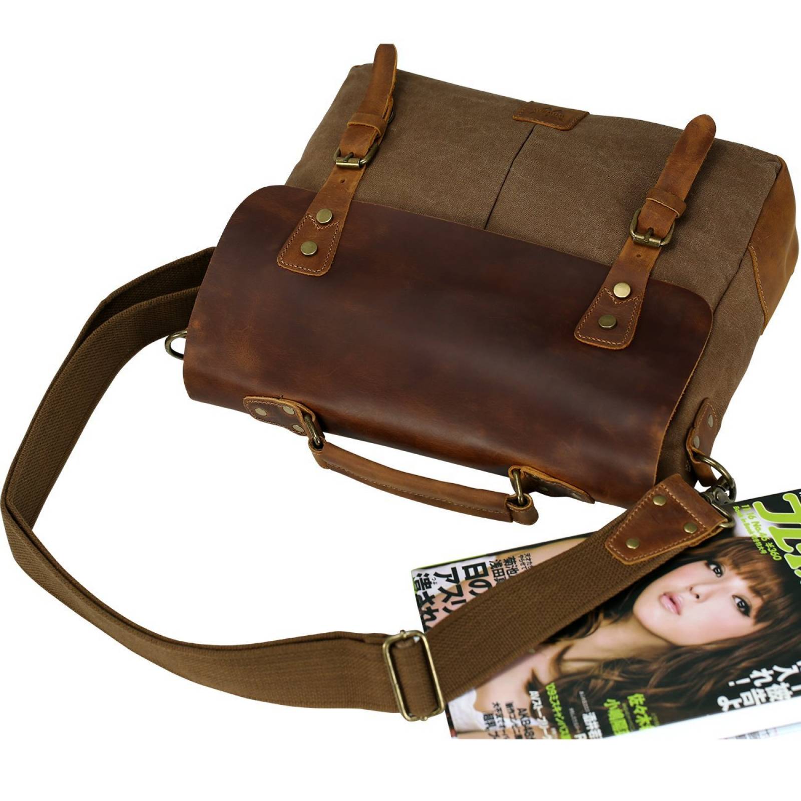 Bolso Mensajero Wowbox Vintage Laptop 13 Pulg Cuero -café