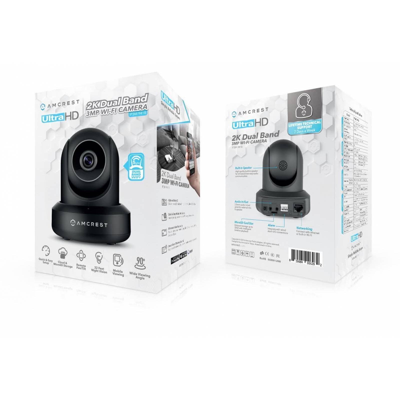 Cámara Seguridad Amcrest Ultrahd 2k Wifi/audio Bid/3mp Negro