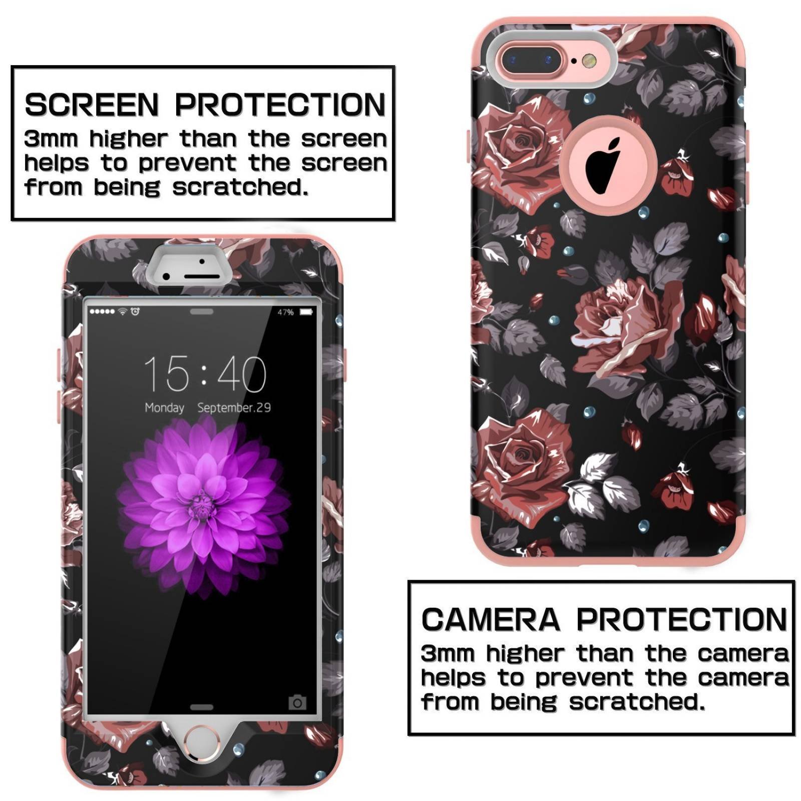 Funda Xiqi Protección Completa Para Iphone 7 Plus 5.5 -rosas