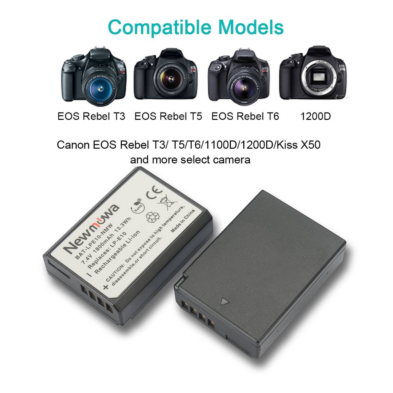 Cargador Newmowa Para Canon Eos Rebel T3 T5 2 Baterías