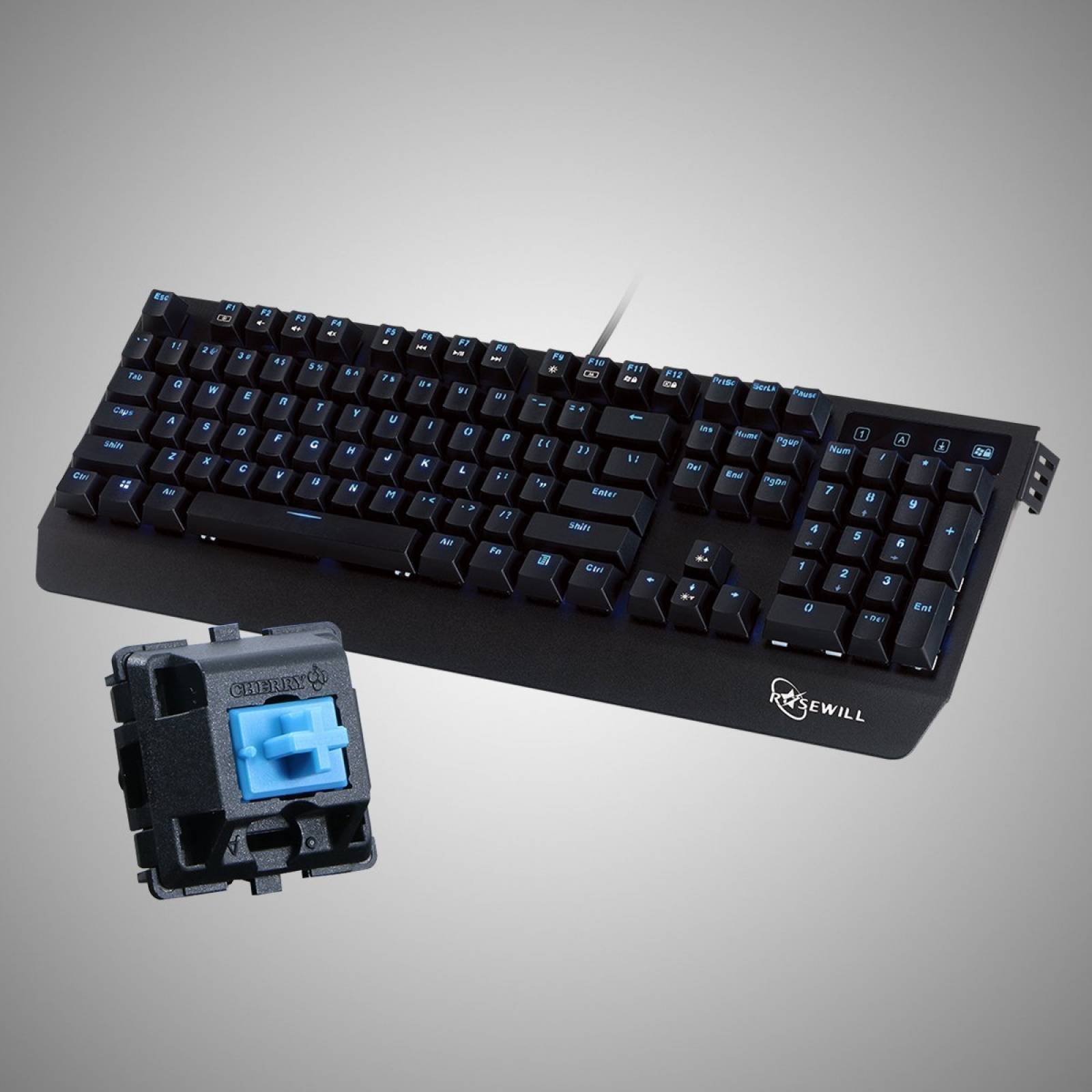 Teclado Gamer Rosewill Rk-9300 Mecánico Switch Azul Led Azul