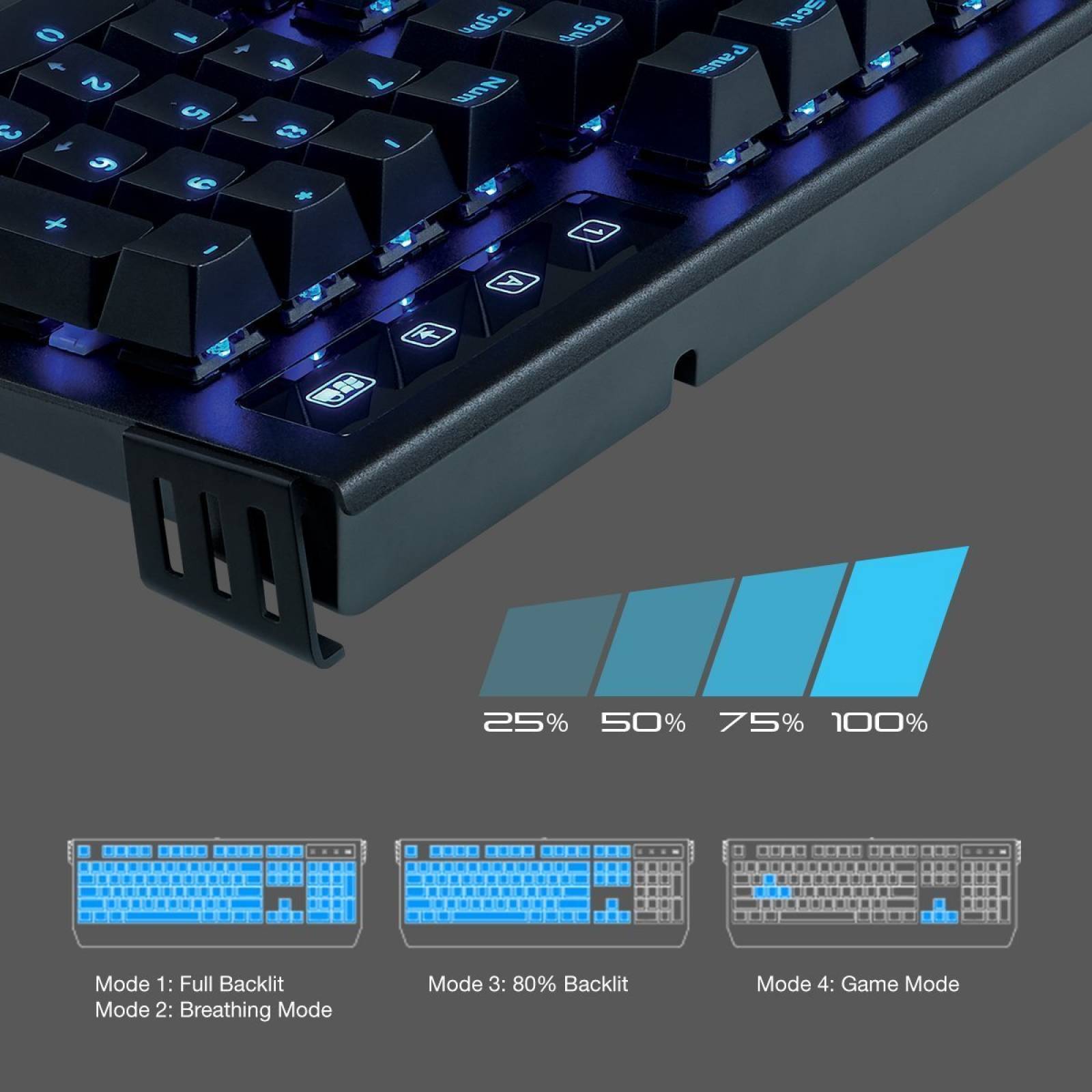 Teclado Gamer Rosewill Rk-9300 Mecánico Switch Azul Led Azul