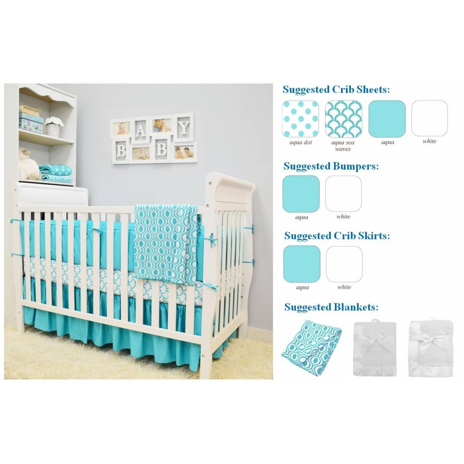 Protector De Cuna American Baby Company 28x52 Pulg -aqua