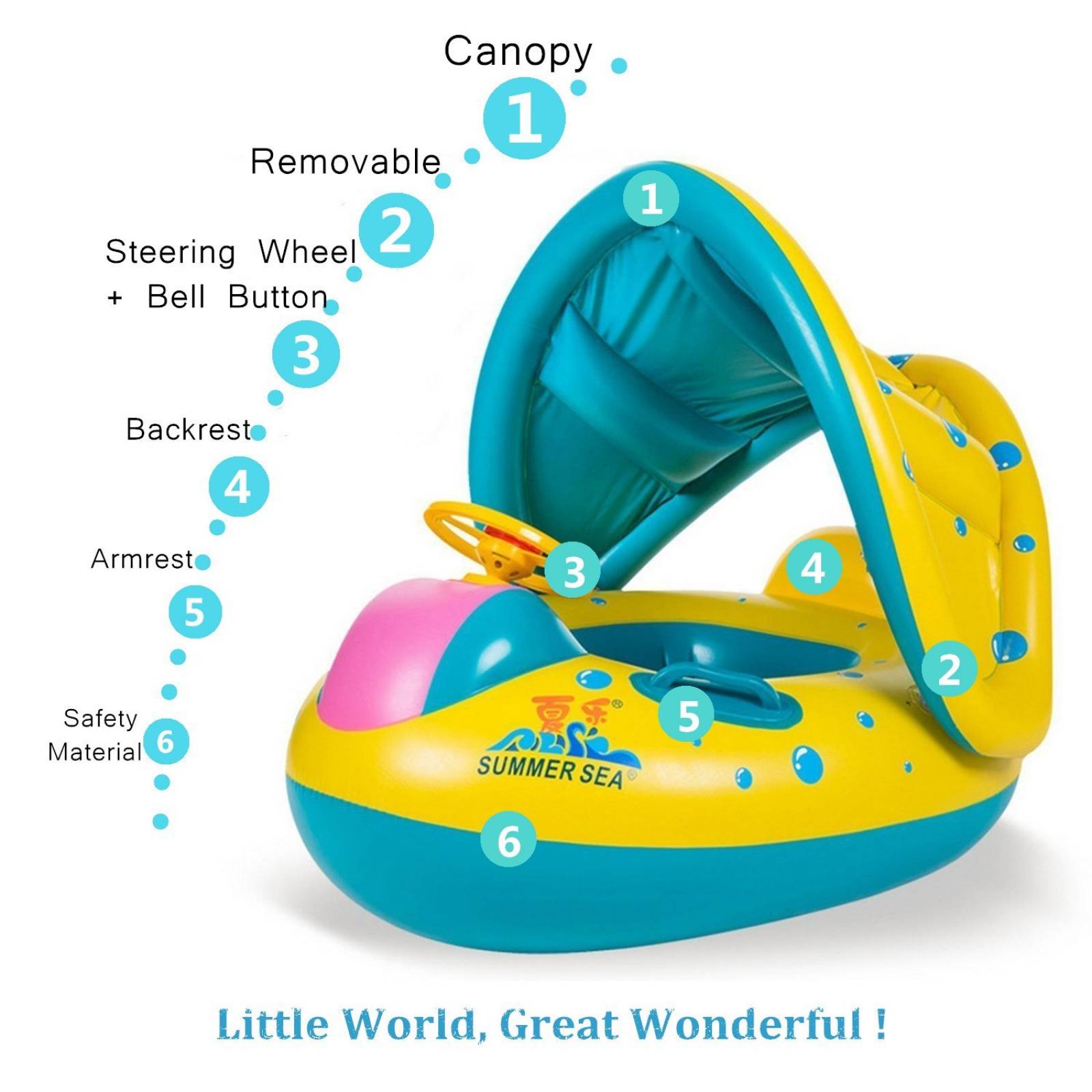 Flotador Para Bebé Kitasst Canoa Volante Sombrilla Inflable