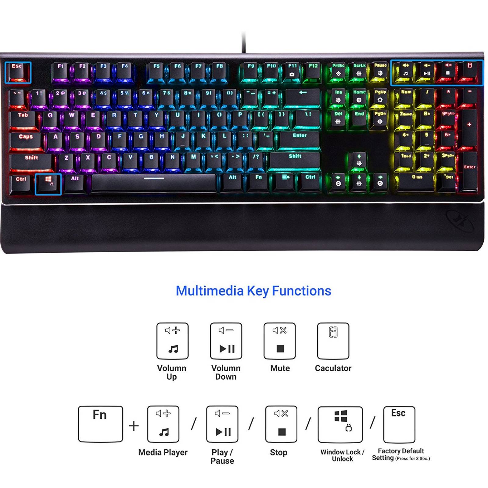 Teclado Gamer Rosewill Neon K85 Rgb Mecánico Switch Brown