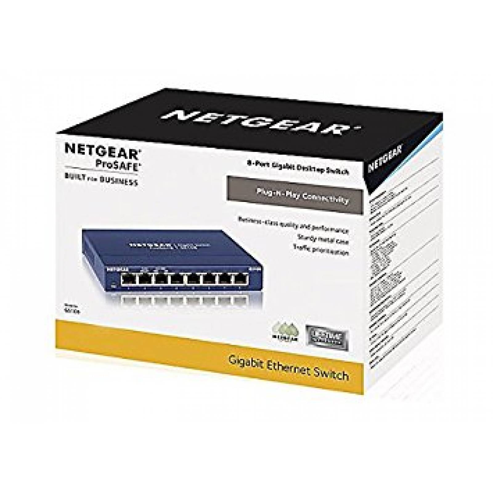 Switch Ethernet Netgear Gs108-400nas Con 8 Puertos Gigabit