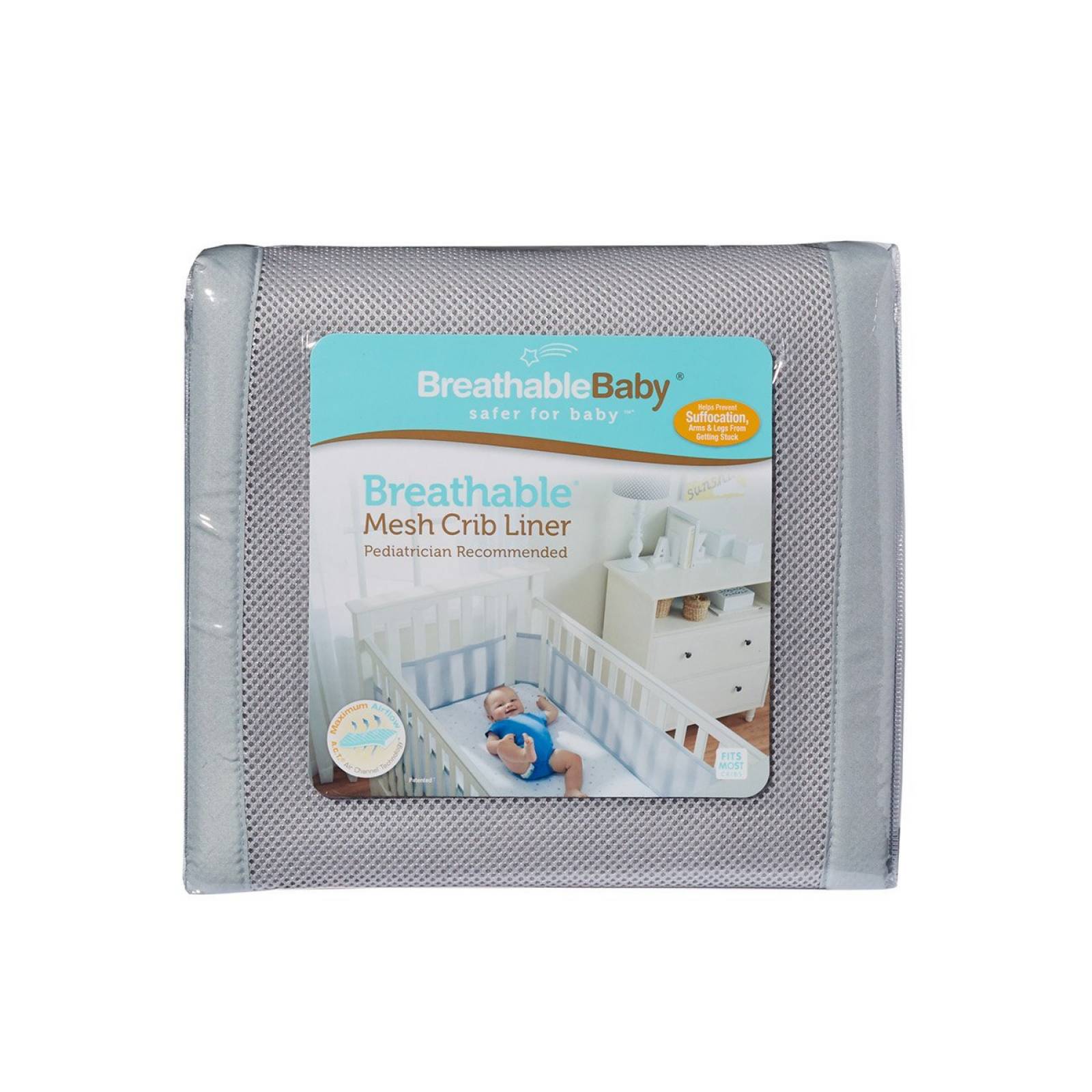 Malla Para Cuna Breathablebaby Forro Transpirable -gris