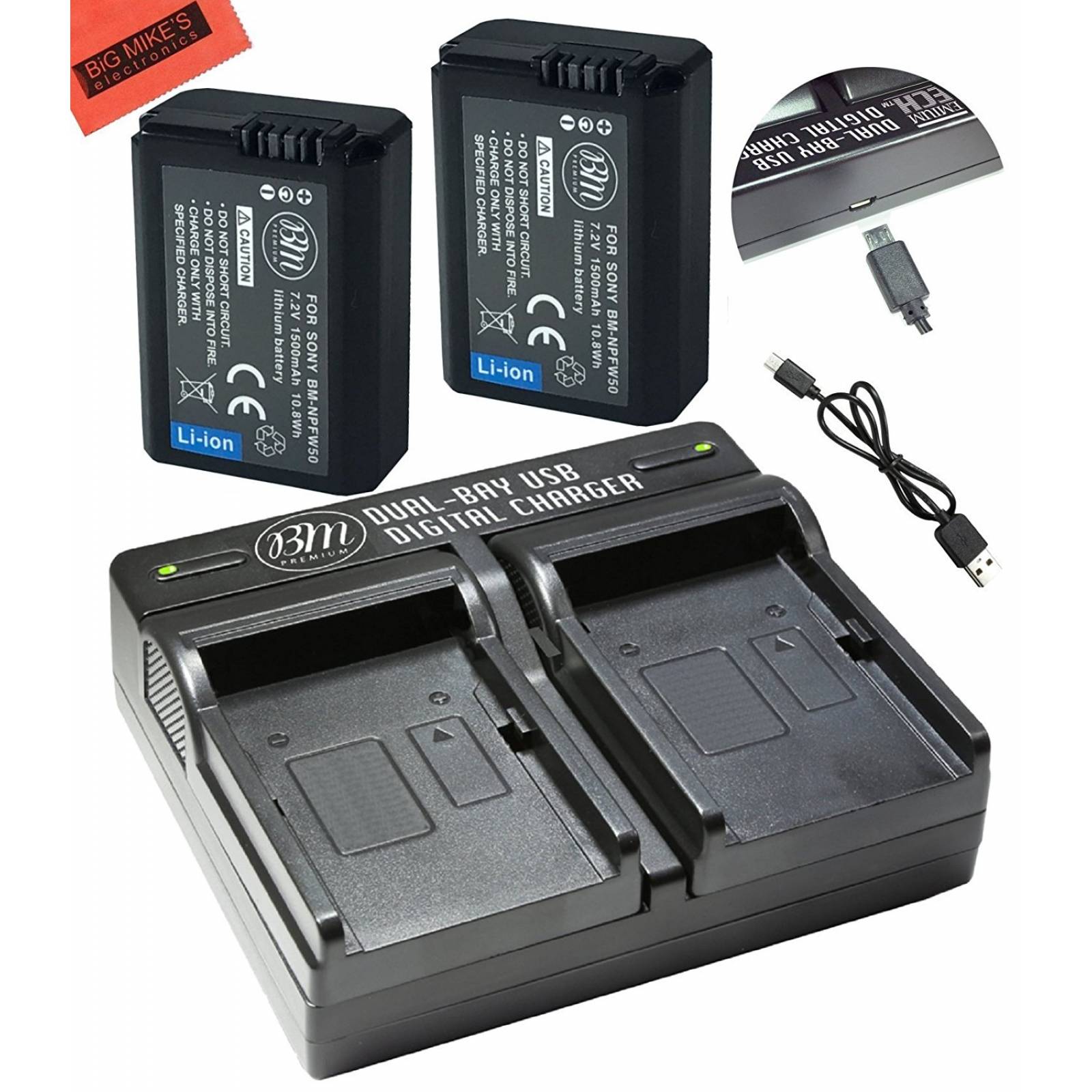 Batería Cámara Bm Premium Sony Npfw50 Cargador Doble Usb