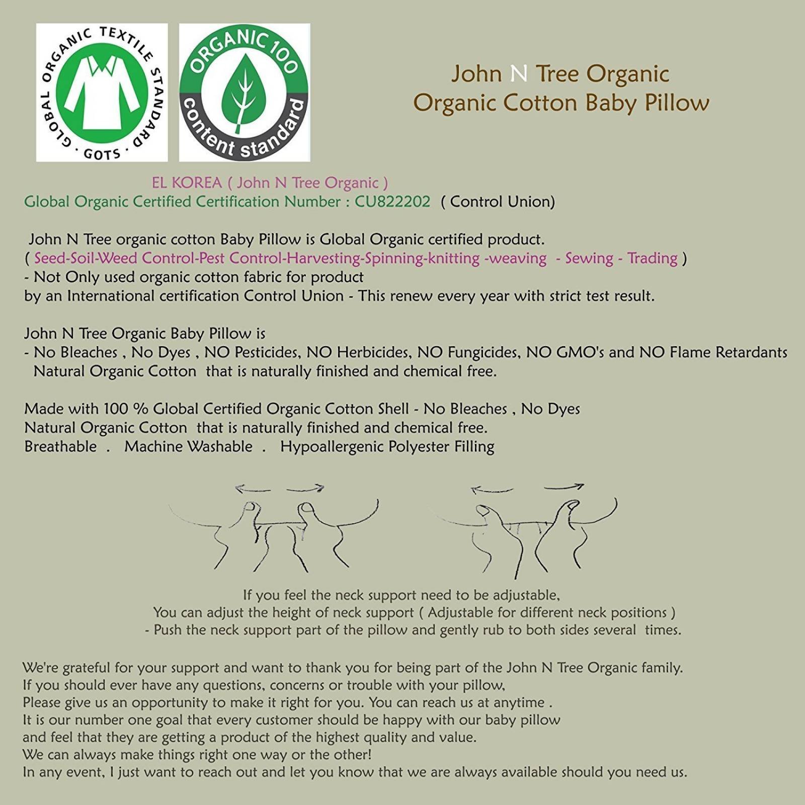 Almohada Bebés John N Tree Organic 100 Algodón Orgánico -dot