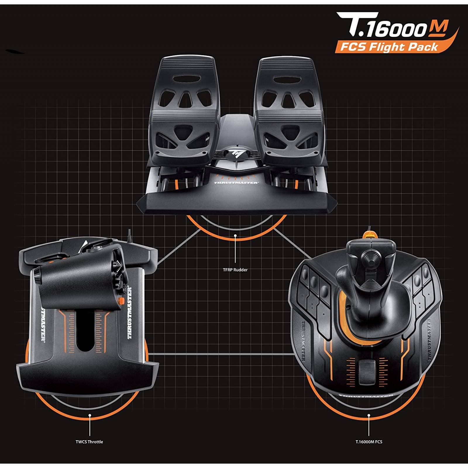 Kit Vuelo Thrustmaster T16000m Fcs Joystick Pedal Acelerador