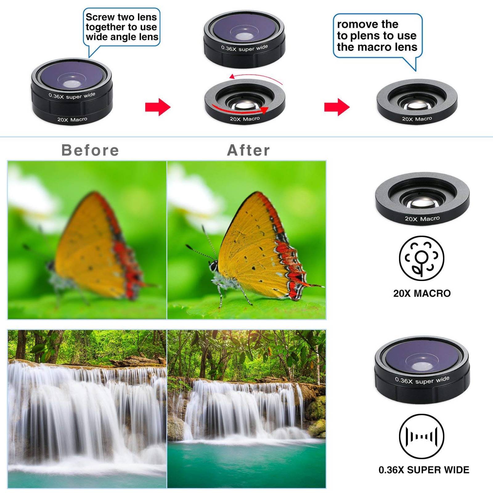 Kit Lentes 9 En 1 Telefoto Ojo Pez Macro Para Smartphone