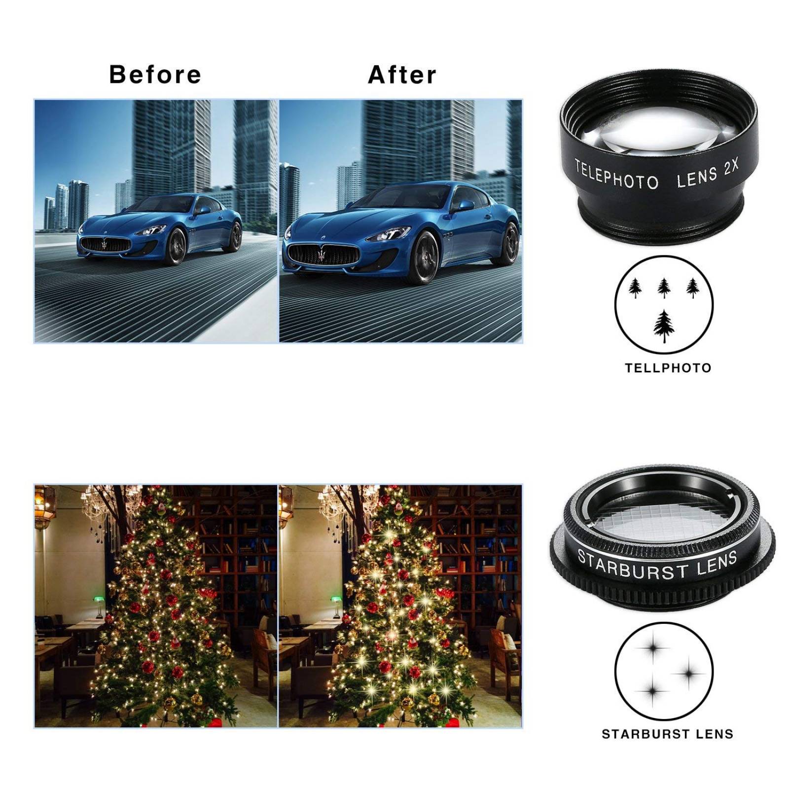 Kit Lentes 9 En 1 Telefoto Ojo Pez Macro Para Smartphone