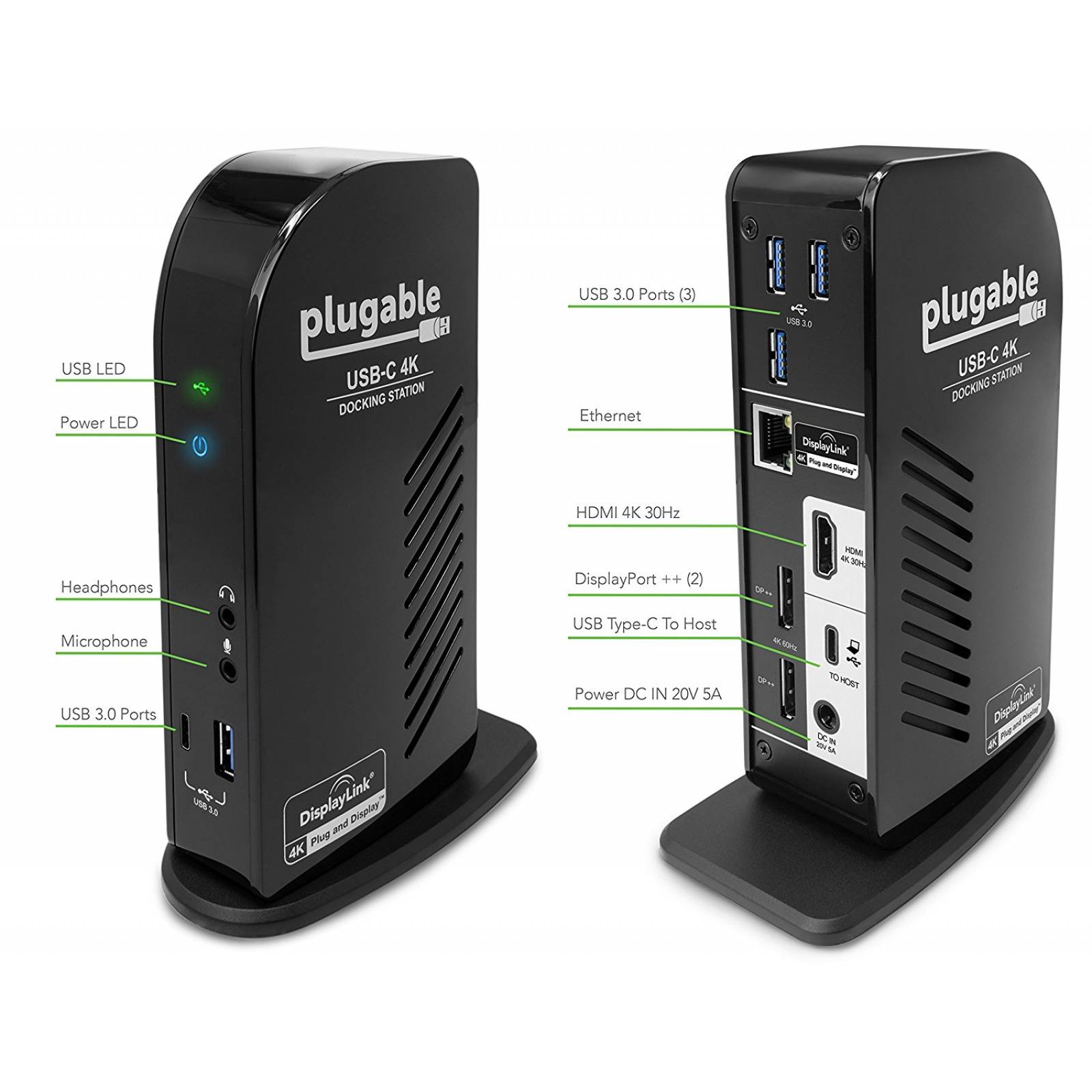 Base Adaptador Dock Plugable Usb-c 4k Triple Display