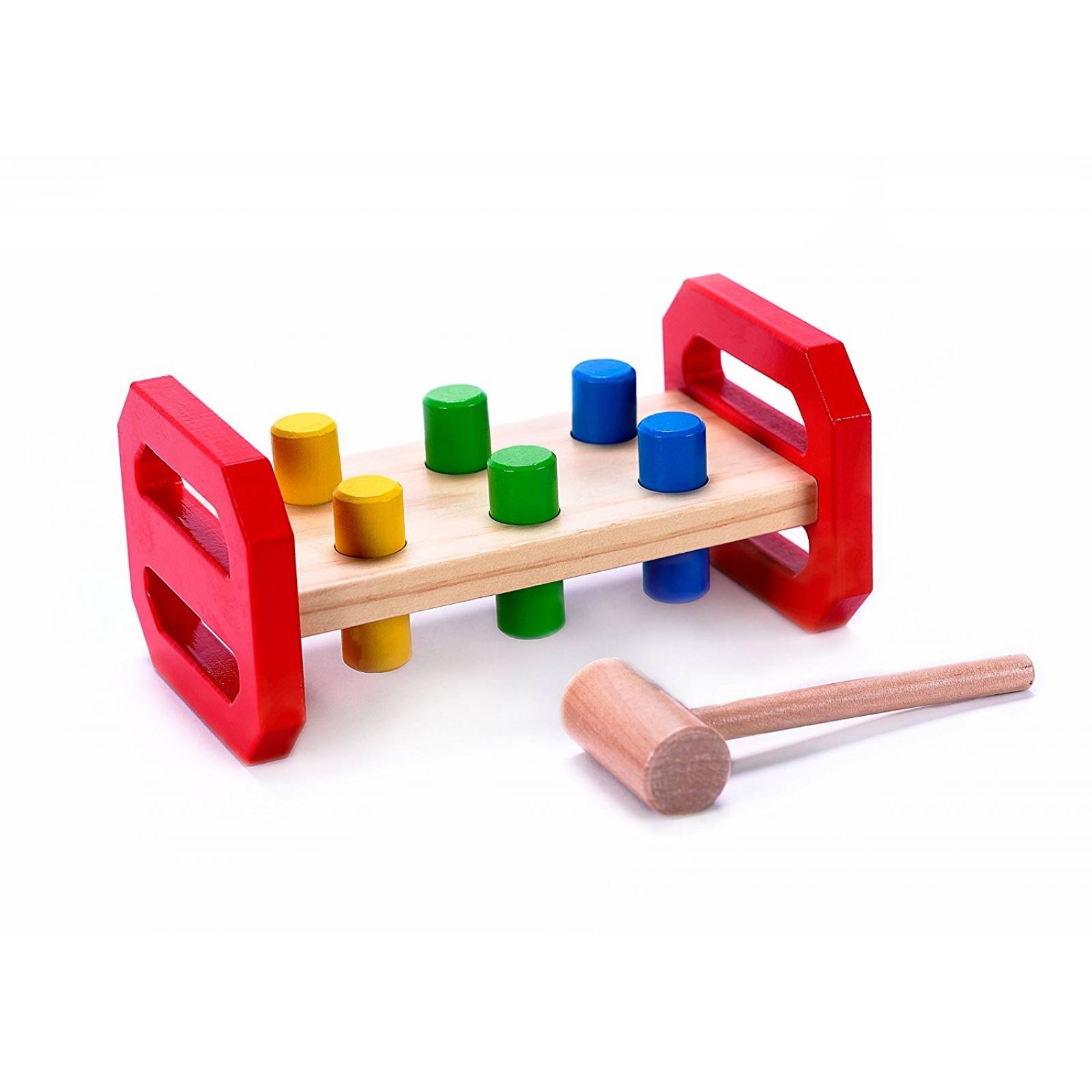 Juguete Para Niños Martillo Y Botones De Madera Colores