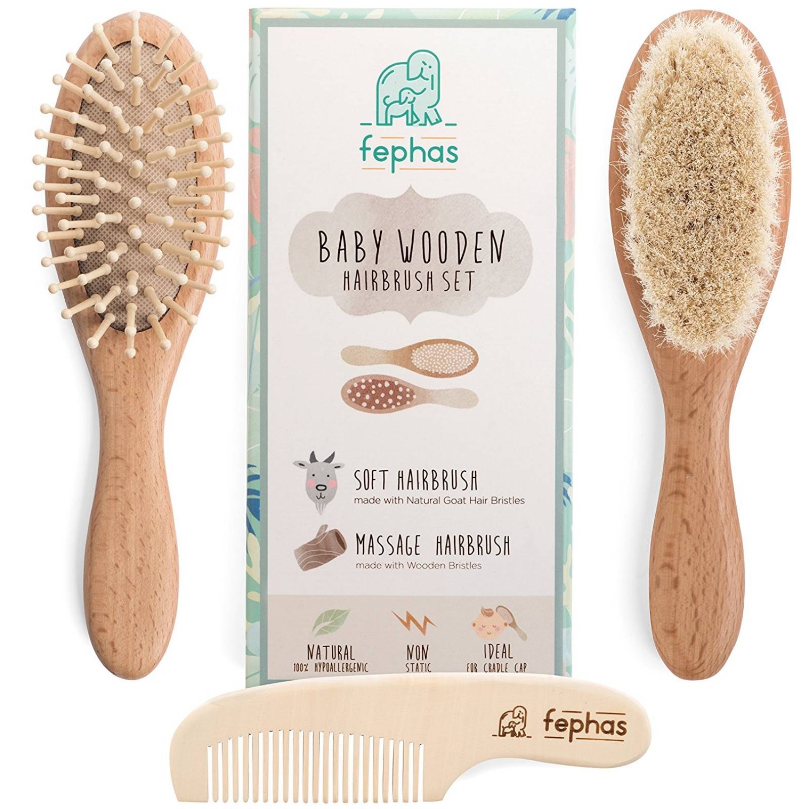 Juego de cepillo y peine para el cabello del beb/é para reci/én nacidos Ni/ños peque/ños Seguridad infantil Cuidado de la salud y aseo Kit de masaje para el cuero cabelludo
