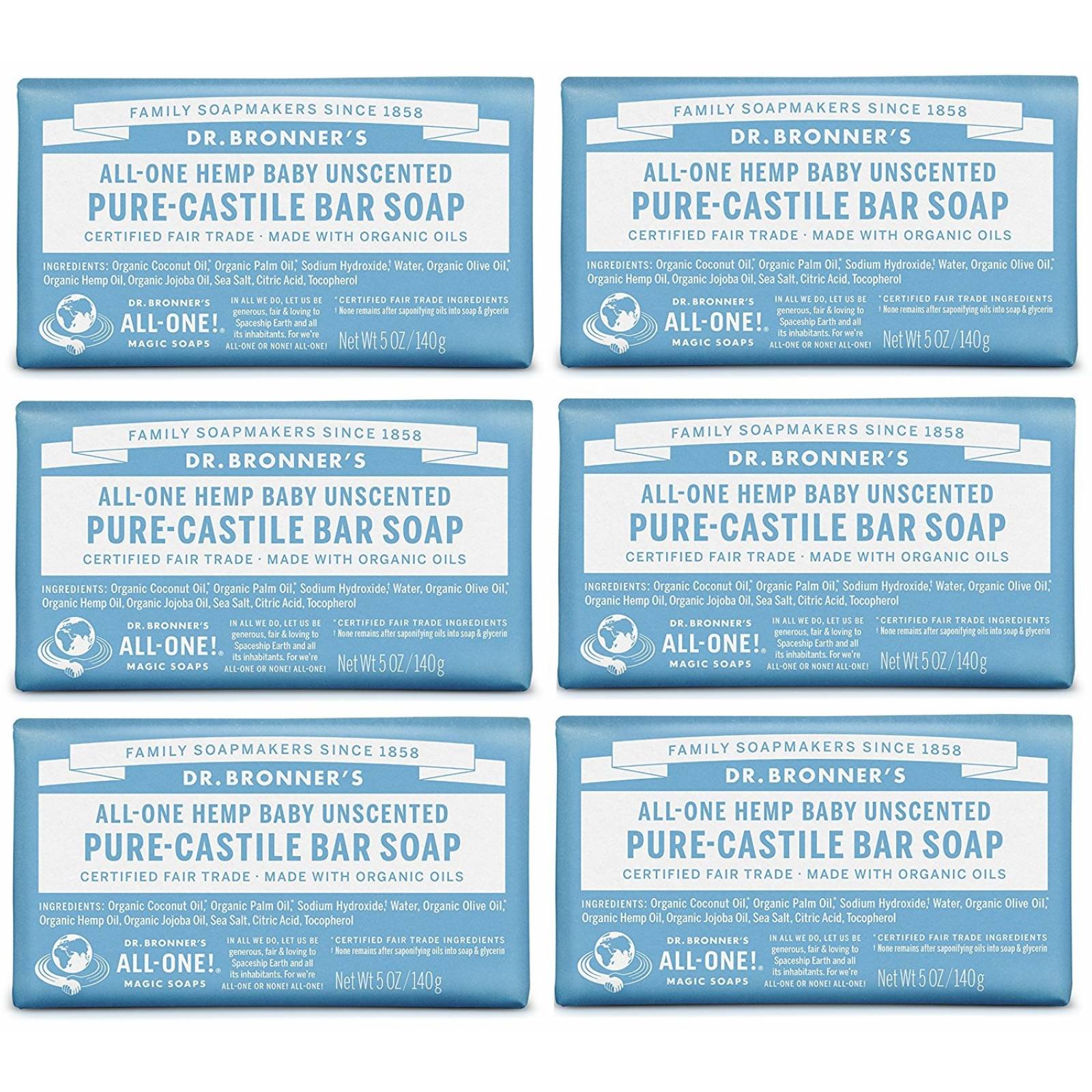Jabón Para Bebé Dr. Bronners Pure-castile Barra -sin Aroma