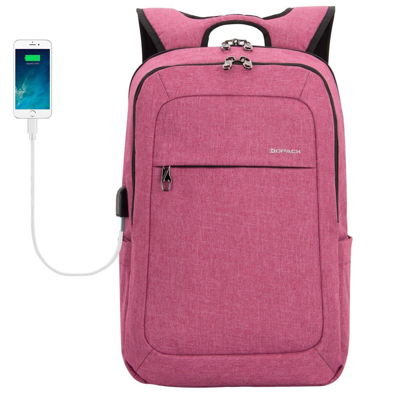 Mochila Kopack Antirobo Laptop 15.6 Puerto Carga Usb -morado