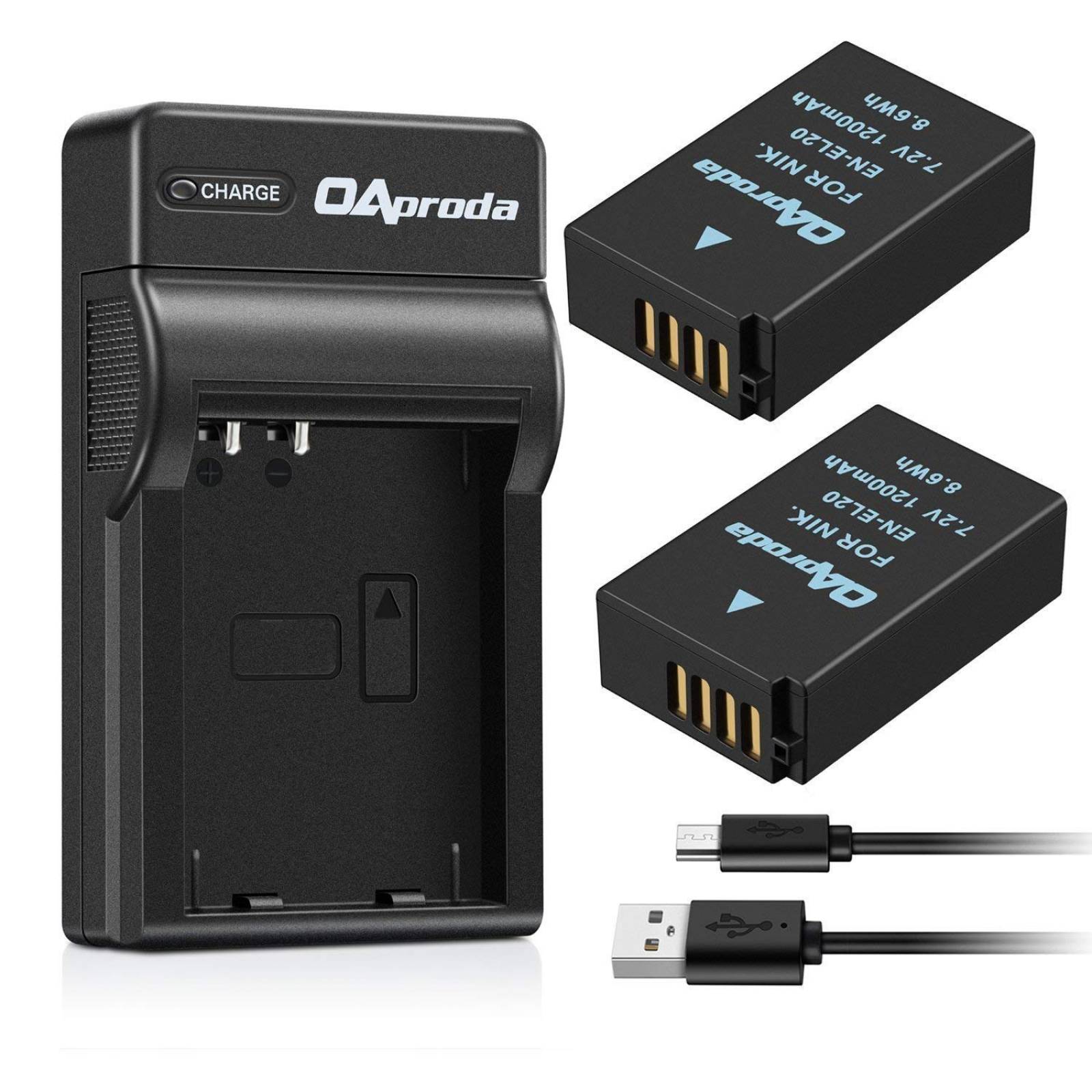 Batería Cámara Oaproda Nikon En-el20 1200mah Cargador -2pza